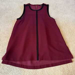 Madewell Burgundy with Navy Trim Crepe Sleeveless Tunic Tank